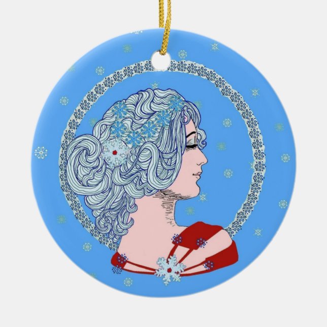 Winter-Schnee Keramikornament (Vorne)