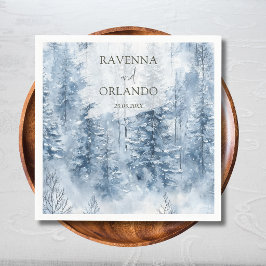 Winter-Schnee-Kiefer-Baum-Wald-Berg-Hochzeit Serviette