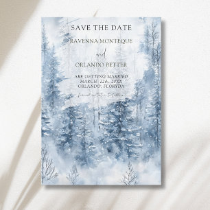 Winter-Schnee-Kiefer-Wald-Berg-Hochzeit Save The Date