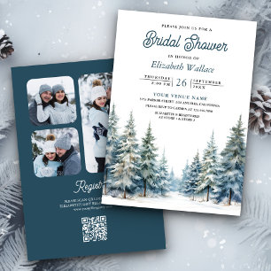 Winter-Schnee-Kiefer-Wald-QR-Code-Junggesellinnena Einladung
