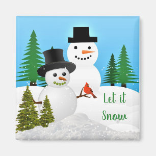 Winter-Schnee-Schneemann Freunde Lass es schneien Magnet