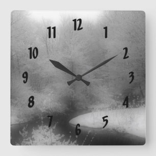 Winter-Schnee und Strom-Natur Quadratische Wanduhr