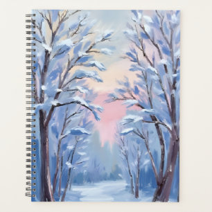 Winter-Schnee-Wald-Aquarell-Wald-Malerei Planer