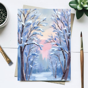 Winter-Schnee-Wald-Aquarell-Wald-Malerei Postkarte