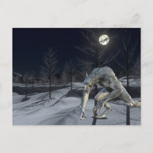 Winter-Schnee-Werwolf-Grusel-Halloween Postkarte