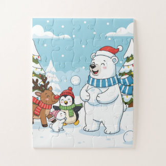 Winter-Schneeball-Freunde-Kinderpuzzle Puzzle
