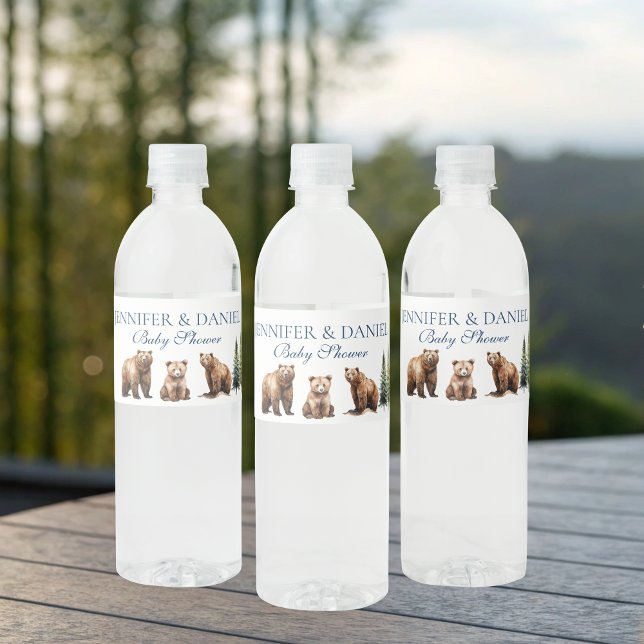 Winter-Schneebär Bergerlebnis Waldland Wasserflaschenetikett (Von Creator hochgeladen)