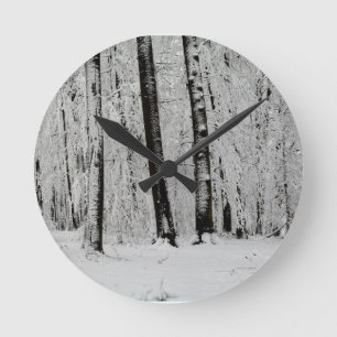 Winter-Schneebäume   -     - Runde Wanduhr