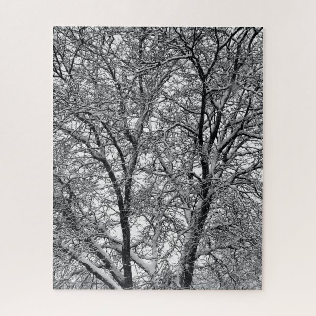 Winter-Schneebaumzweig-Fotografie Puzzle (Vertikal)