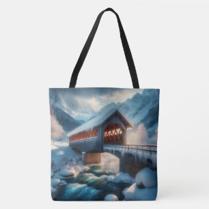 Winter, schneebedeckte Brücke und Fluss