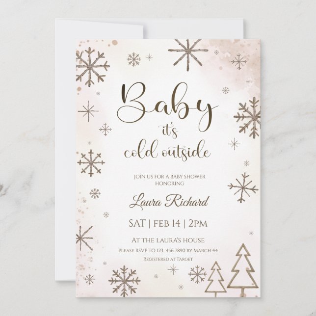 Winter-Schneeblume-Baby-Party  Einladung (Vorderseite)