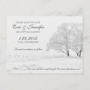 Winter-Schneefälle klassisches Wedding Save the Ankündigungspostkarte