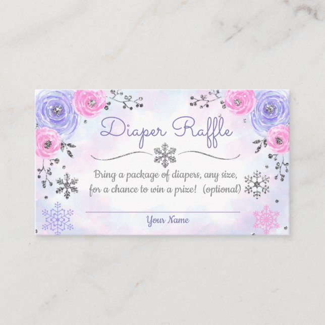 Winter-Schneeflocke-Babyparty-Windelraffle-Karte Begleitkarte (Vorderseite)