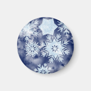Winter-Schneeflocke-eisiges Blau Magnet