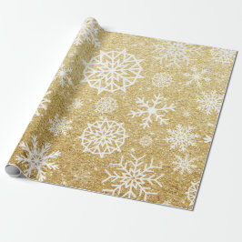 Winter-Schneeflocke-GoldGlitzer-Weihnachten Geschenkpapier
