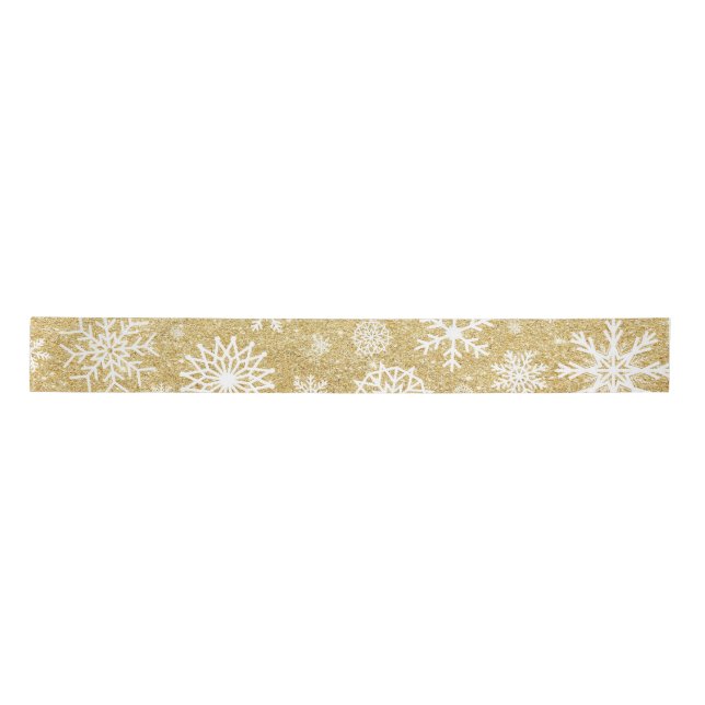Winter-Schneeflocke-GoldGlitzer-Weihnachten Satinband (Vorderseite)