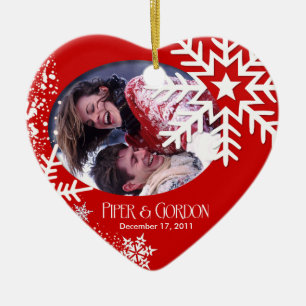 Winter-Schneeflocke-(rote) Foto-Verzierung Keramikornament