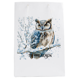 Winter-Schneeflocken Blaue Eule Weihnachten Schnee Mittlere Geschenktüte