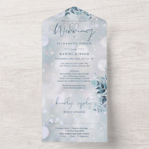 Winter-Schneeflocken-Blumendetails RSVP-Hochzeit All In One Einladung