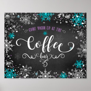 Winter-Schneeflocken-Café-Party-Tischschild Poster