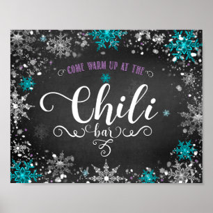 Winter-Schneeflocken-Chili-Bar-Party-Tisch-Schild Poster
