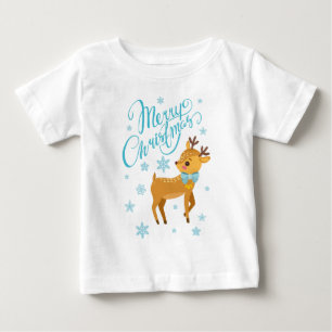Winter-Schneeflocken Fröhliche Weihnachten Reh   F Baby T-shirt