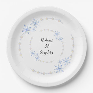 Winter-Schneeflocken-Hochzeit Pappteller
