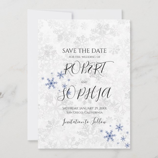 Winter-Schneeflocken-Hochzeit Save The Date (Vorderseite)