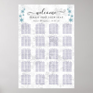 Winter-Schneeflocken-Hochzeit-Sitzplan Poster