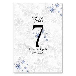 Winter-Schneeflocken-Hochzeit Tischnummer