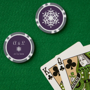 Winter-Schneeflocken in Lila Pokerchips