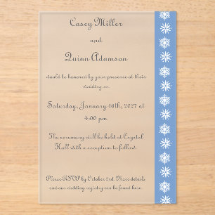 Winter-Schneeflocken in Periwinkle-Acryl-Hochzeit  Acryleinladungen