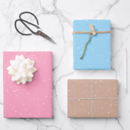 Winter-Schneeflocken in Rosa, Blau und Braun Geschenkpapier Set