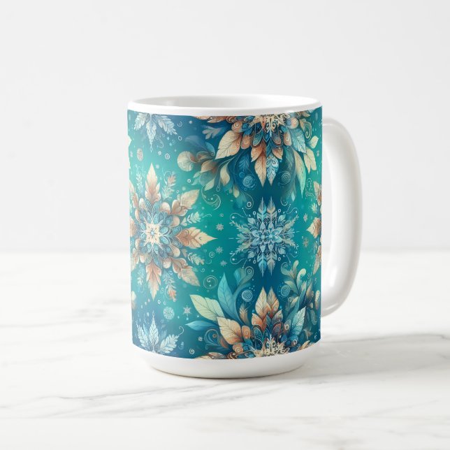 Winter-Schneeflocken Kaffeetasse (VorderseiteRechts)