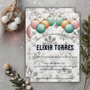 Winter-Schneeflocken-Kugeln-Dekoration Baby-Party Einladung