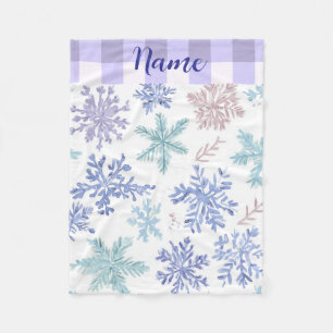 Winter-Schneeflocken mit anpassbarem Namen in Past Fleecedecke