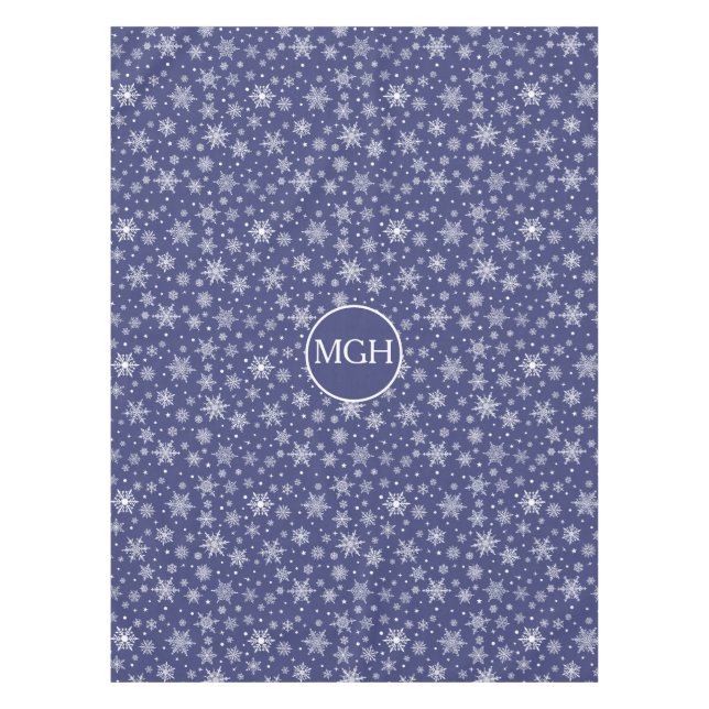 Winter-Schneeflocken-Monogramm-Tischdecke Tischdecke (Vorderseite)