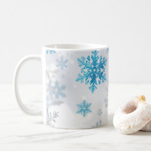 Winter-Schneeflocken-Muster Blau und Weiß Kaffeetasse