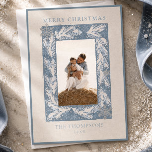 Winter-Schneeflocken-Rahmen Familienfoto Weihnacht Feiertagskarte