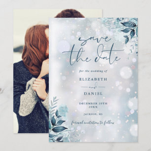 Winter-Schneeflocken Rustikale Florale Hochzeitsfo Save The Date