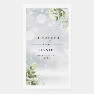 Winter-Schneeflocken Rustikale Grünpflanzen Floral Serviette