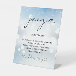 Winter-Schneeflocken Schrift Jenga Gästebuch Sockelschild