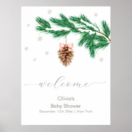 Winter-Schneeflocken-Tannenzapfen-Baby-Shower-Will Poster