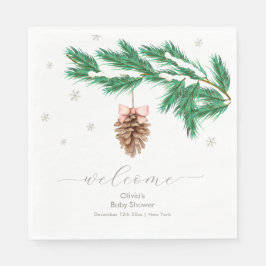 Winter-Schneeflocken-Tannenzapfen-Baby-Shower-Will Serviette