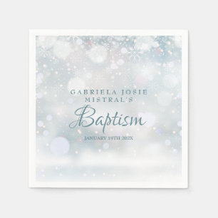 Winter-Schneeflocken-Taufe Serviette