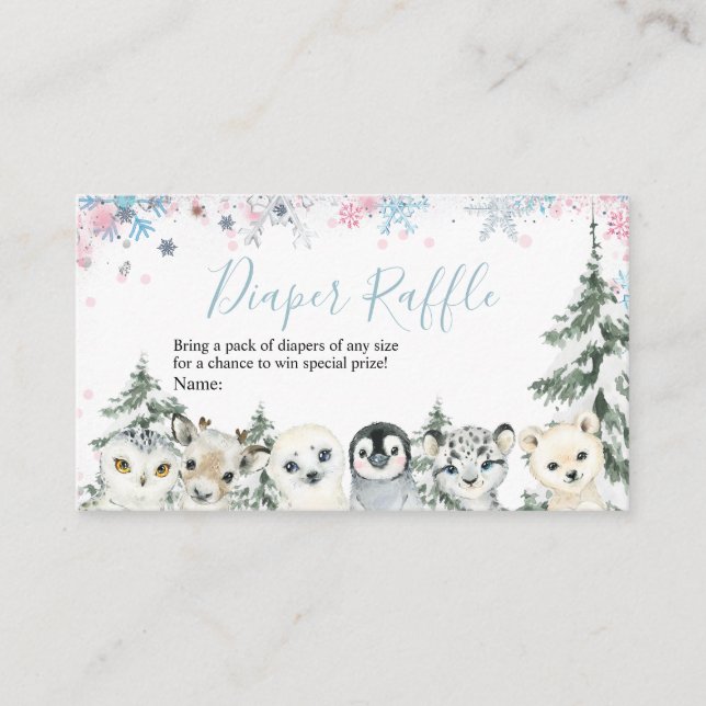 Winter-Schneeflocken Tierartik-Windeln Begleitkarte (Vorderseite)
