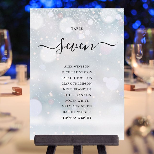 Winter-Schneeflocken-Tischnummer-Sitzplan Einladung (Winter Snowflakes Table Number Seating Chart)