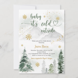 Winter-Schneeflocken-Wald-Baby-Party Einladung