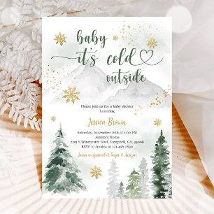 Winter-Schneeflocken-Wald-Baby-Party Einladung