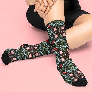 Winter-Schneeflocken, Weihnachtssterne, Kardinale Socken